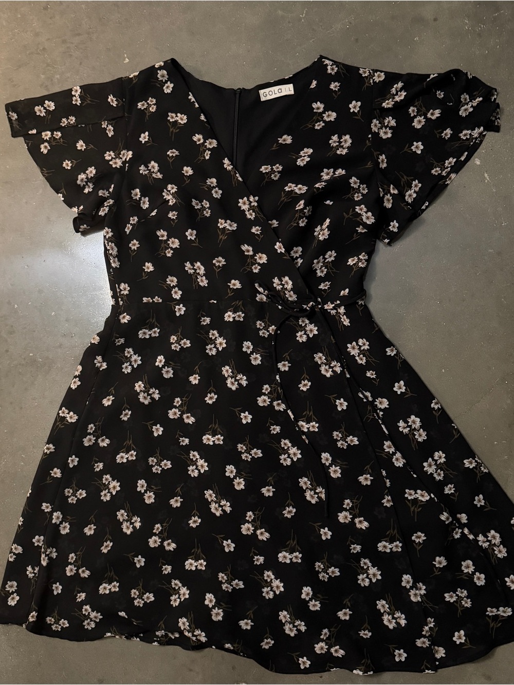 Gola Black Brown White Floral V neck Romper Skort Flutter Cap Sleeves S